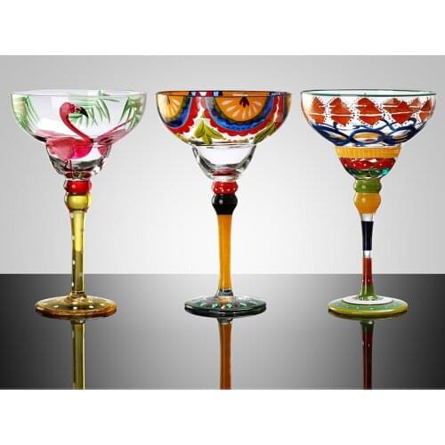 Handmade Colorful Cocktail Cup Europe Goblet Champagne Creative Wine Glasses Bar Party Home Drinkware Wedding Gifts