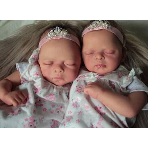 NPK 20Inch Lifelike Reborn Doll Kit Twins Pia & Maditha with Bodies unfinished Doll Parts