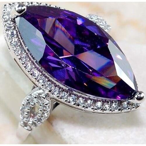 Luxury Vintage Baroque Micro-set Purple Horse Eye Crystals Zircon Wedding Jewelry Ring Engagement For Women jewelry Wholesale