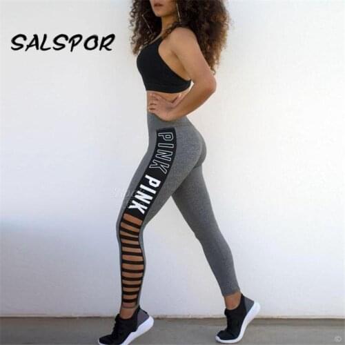 SALSPOR Hollow Out Workout Leggings Women High Waist Printed Legging Running Fitness Sport Leggins Push Up Activewear Sexy Pants