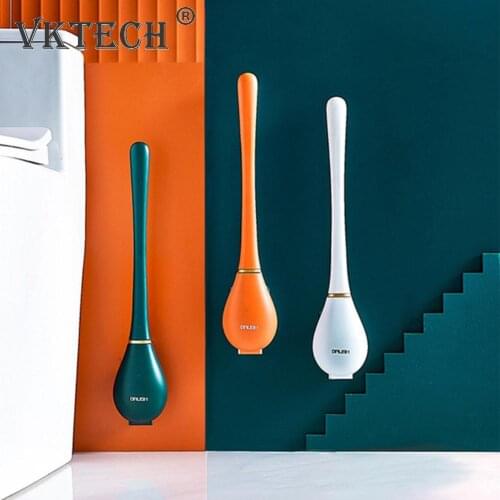 Silicone Water Drop Toilet Brush Home Automatic Open Close Hanging Wall Cleaning Tool No Dead Corner Brush Bathroom Accessories