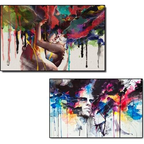 Modern Abstract Art Poster Hugging Couple Watercolor Oil Painting Posters and Prints Cuadros Wall Art Pictures Room Decoration