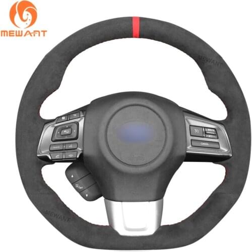 Dark Gray Alcantara Black Car Steering Wheel Cover Holster for Subaru WRX STI Levorg 2015 2016 2017 2018 2019