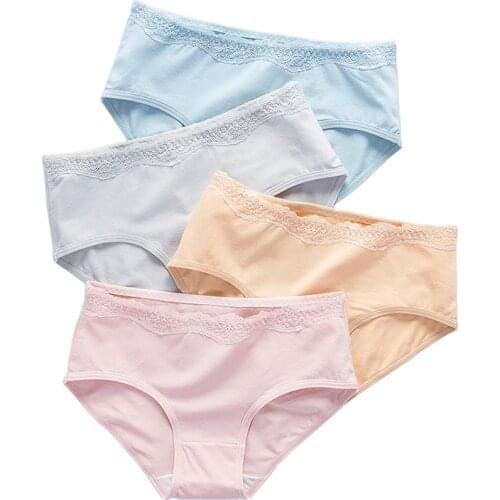 M-XL Sexy Panties Cotton Breathable Women Underwear Lace Mid-Rise Girl Panty Comfort Female Lingerie Briefs Intimate