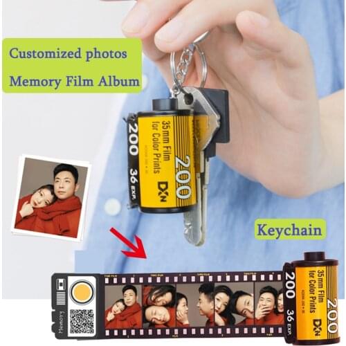 Memories Photos Film Roll Keychain Couple Gifts DIY Photo Text Albums Cover Keyrings Custom Memorial Lover Valentines Day Gift
