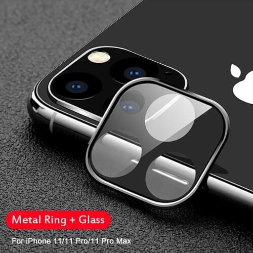 Rear Camera Lens 3D Full Cover Protective Metal Ring + Tempered Glass For iPhone 11 Pro Max Back Camera Lens Protector Case