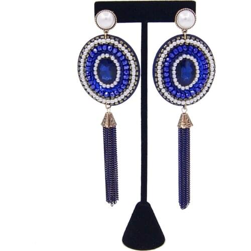 Yulaili Top Quality Imitation Pearl Long Geometric Rhinestone Circle Earrings for Women Party Wedding Accessories Free Shipping