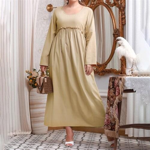 2021 Spring Autumn Dress Long Sleeve Women O Neck High Waist Solid Casual Dress Loose Oversize 4XL 5XL Plus Size Women Clothing