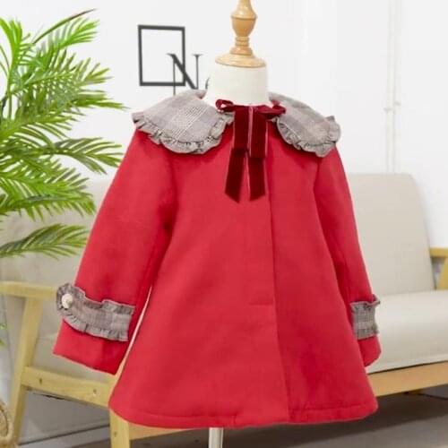 Baby Girl Winter Warm Wool Bow Coat Overcoat Outwear Jacket