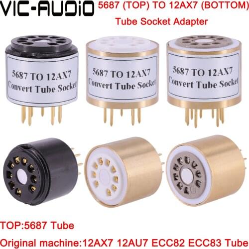 1PC 5687(Top) TO 12AT7 12AX7 12AU7(ECC83)(bottom) 9Pin TO 9Pin Tube DIY Audio Vacuum Tube Adapter Socket Converter Free Shipping