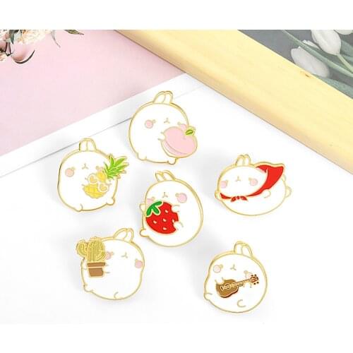 Pin Metal Brooches Rabbit Animal Cactus Enamel Coat Lapel Pin Badges Brooches On Clothes Backpack Badge Jewelry, 1 Piece