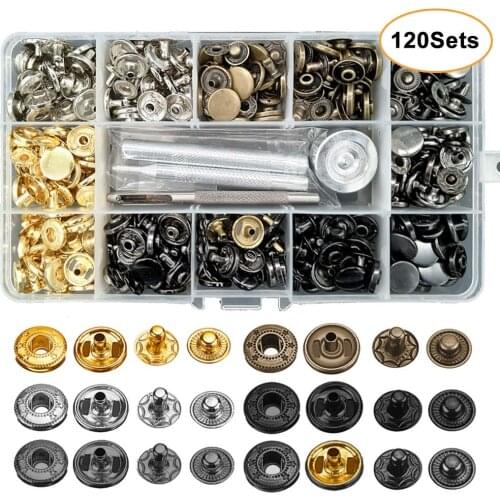 12.5mm 6 Color Leather Snap Fasteners 4 Parts Snap Button Kit Metal Button Snaps Press Studs Handicrafts DIY Garment Sewing New
