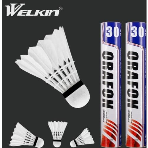 12PCS Goose Feather Shuttlecock Badminton Outdoor Sport White Shuttlecocks For Training Play Game Flying Stability Durable Balls