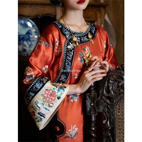 2021 chinese dresses qipao oriental style dresses satin chinese style cheongsam printed dress elegant party dress oriental qipao