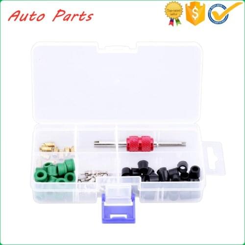 71pcs Universal Assorted A/C Air Conditioning Valve Core Tool Remover Installer Repair Tool Box Set Refrigerant Leak Valve Core