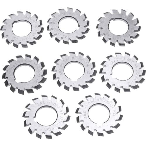 8pcs M1 Involute Gear 20 Degree HSS #1-8 Gear Cutters Set For CNC Milling Machine Tool