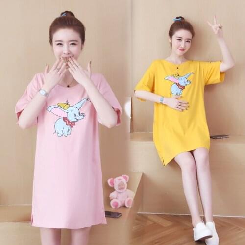 803# Maternity Clothes Summer Short Sleeves O Neck T Shirt Easy Matching Loose Stylish Tops Pregnant Women Pregnancy Clothes