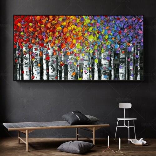 Abstract Tree With Colorful Leaves hd print Oil Painting On Canvas Painting Wall Art posters For Home room Decoration framed