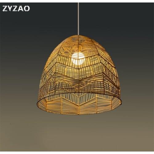 Rattan Bamboo Wave Pendant Light Fixture Dining Room Restaurant Kitchen Hanging Lamp Bar Cafe Home Decor Indoor Country Lighting