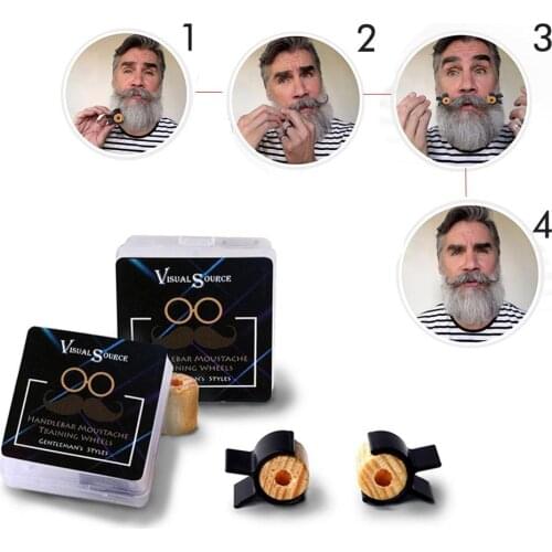 BellyLady 2Pcs/Set Handlebar Moustache Training Wheels for Men Salon Mustache Styling Template Beard Shaping Trimming Tool