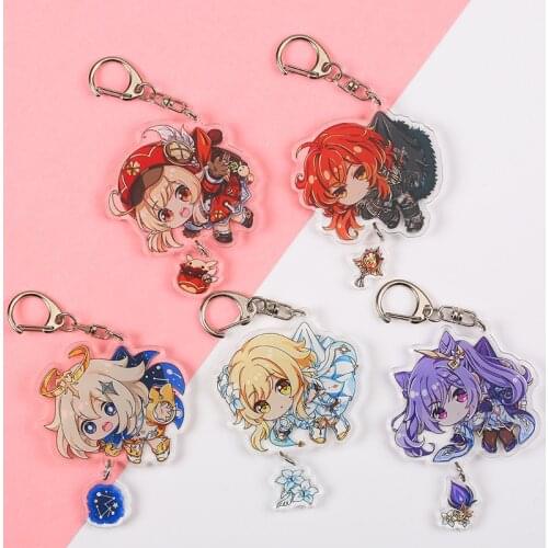 Genshin Impact woman keychain Project key chain man Acrylic keyring kids pendant key holder fashion Alloy brelok Diluc Ragnvindr
