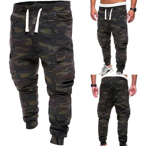 Plus Size 4XL Men Military Camouflage Print Trousers Multi Pockets Cargo Jog Pants Sportswear Cargo Sweatpants Male