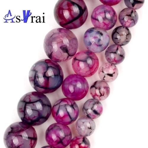 6 8 10mm Natural Stone Rose Red Dragon Veins Agates Beads For Jewelry Making Round Loose Spacer Beads DIY Bracelet Necklace 15"