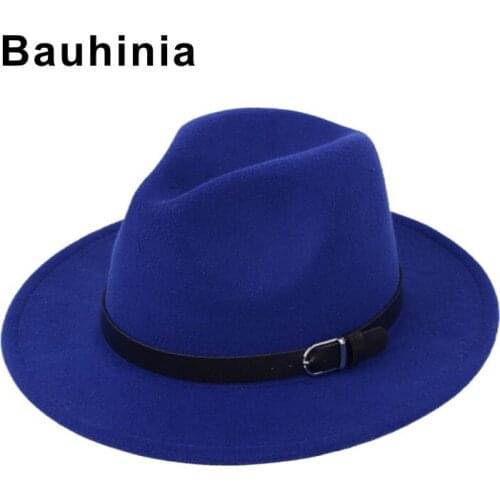 Four seasons wild European and American fashion woolen men and women British style gentleman felt hat jazz hat big brim top hat