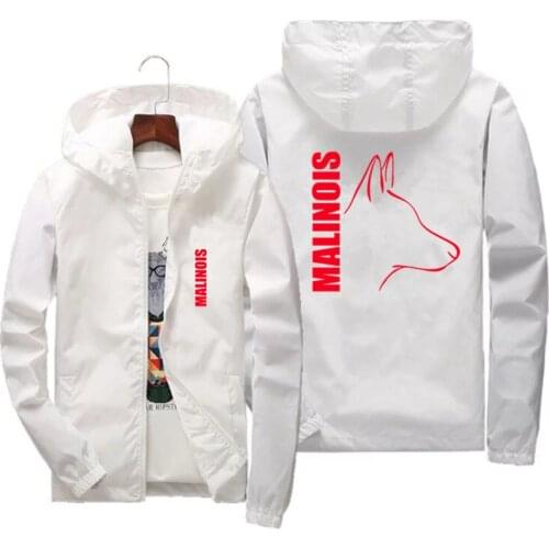 Silly Dog Belgian Malinois 7XL Jacket Mens Windbreaker Zipper Hooded Sun Protection Thin Coat Casual Outdoor Sports Jackets 6XL