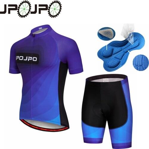 JPOJPO Men Cycling Jersey Blue Shirt Cycling Clothing Maillot Ropa ciclismo Bike Jerseys Cycling Set Breatable Bib Shorts Kit