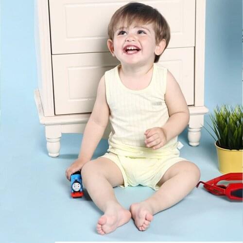 Childrens Summer Clothing Sets Pure Cotton Vest And Shorts Suit Baby Underwear 0-9 Years Kid Thin Air Conditioning Wear Pajamas