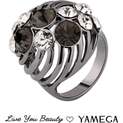 Fashion Metal Big Ring Trendy Unique Jewelry Accessories Party Gifts Boho Vintage Czech Rhinestone women Rings For Girls