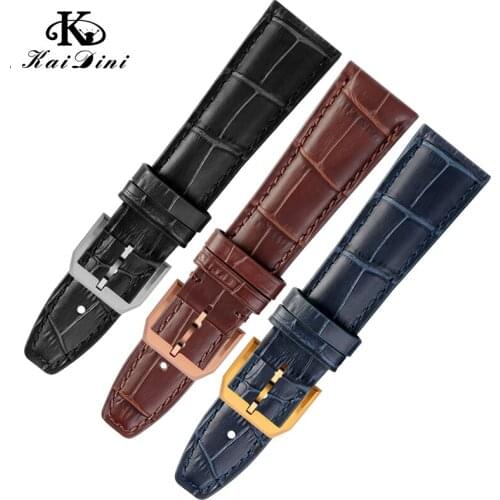 Leather Men for Portofino Portugal Seven day clock Pilot 20 22mm blue Flat interface Vintage Genuine Leather Watch Band Strap