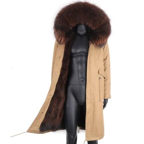 2020 MensLong Russian Man Coat 7XL Real Raccoon Fur Liner Natural Raccoon Fur Collar Hooded Thick Warm stylish Winter Jacket