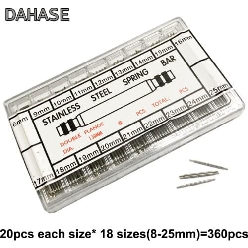 360PCS 8mm 9 10 11 12 13 14 15 16 17 18 19 20 21 22 23 24 25mm Watch band Release Pin Watch Repair Tool Set Kit Spring Bar Pins