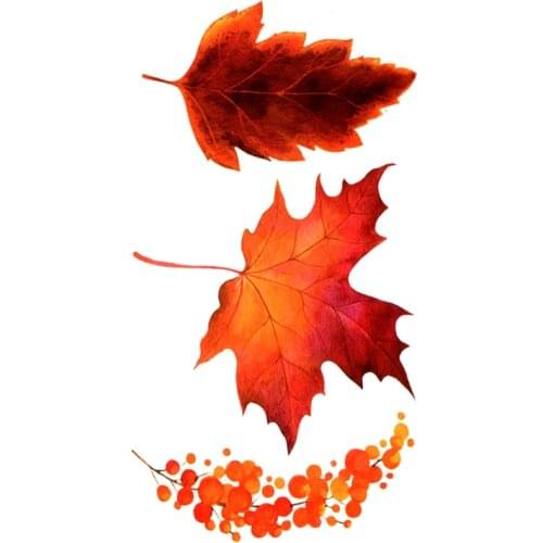 Red Maple Leaf Waterproof Temporary Tattoo Sticker maquiagem Tree Leaf Fake Tattoo The flash Kids Tatoo Stickers Tatuaje