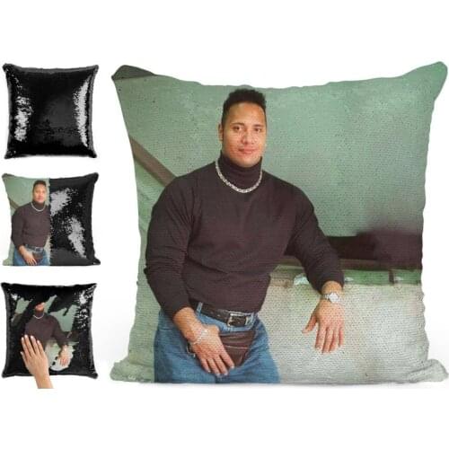 Turtle neck Dwayne Johnson sequin pillow Magic Pillowslip Reversible Sequin Pillow Cover Decorative Throw Cushion Case