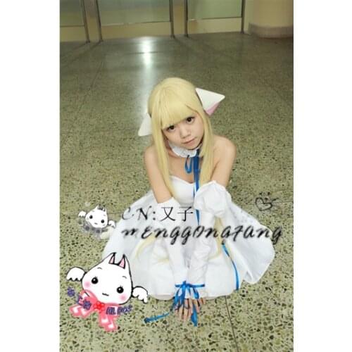 Newest High Quality Chobits Chii white Dress Cosplay Costume ,Perfect Custom for You