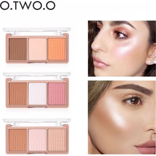 O.TWO.O 3 Color/set Makeup Highlighter iluminador Bronzer Face Contour Pressed Powder Cosmetic Brighten Concealer Face Highlight