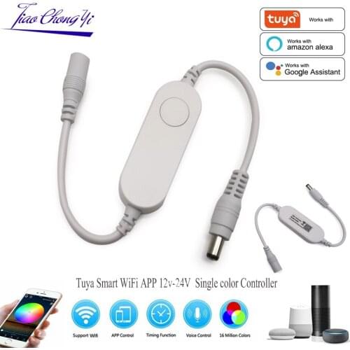 Tuya WiFi single Color Dimmer controller Smart life App Switch DC 12V-24V work with Alexa Google Home For 5050 5630 LED strip