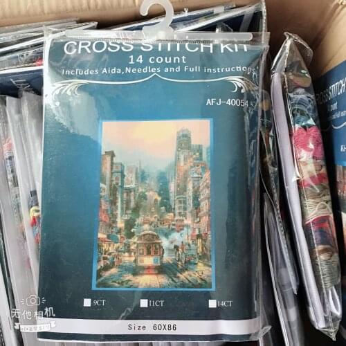 ONEROOM Embroidery Romantic town Bustling market Needlework Crafts 14CT Unprinted Scenery DMC DIY Cross Stitch Kits Handmade