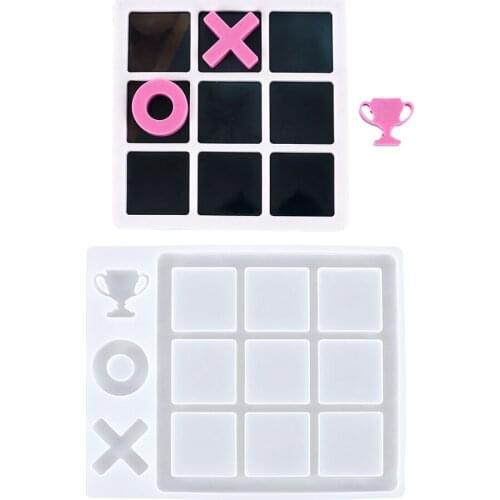 Tic Tac Toe Game Siicone Resin Mold XO Board Table Game for Kids Adult Family Party Crafts Decoration