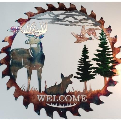 Hanging Metal Elk Saw Cutter Decoration Elk Decorative Board Art Wall Decor For Home Garden Bedroom Living Room