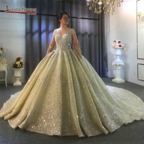Luxury Plus size wedding dress with full beading custom order real sample bride dress 2021