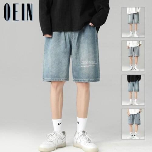 OEIN Summer New Mens Stretch Short Jeans Fashion Casual Loose Elastic Denim Shorts Male Brand Clothes Streetwear Hole Shorts