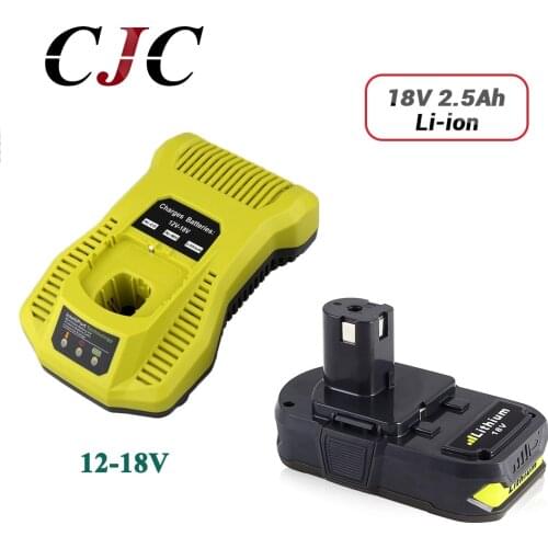 18V 2500mAh Li-ion Replacement Battery For Ryobi RB18L25 One Plus for P103 P104 P105 P108 with P117 12-18V Charger
