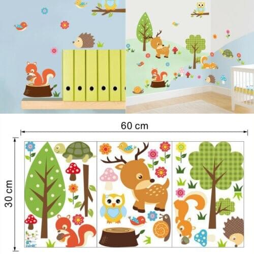 US Forest Animals Wall Sticker for Children Room Wall Art Mural Baby Room Decal