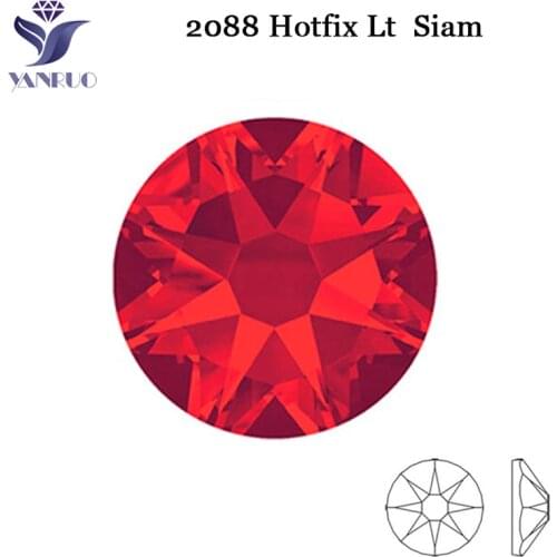 YANRUO 2088HF Light Siam Best Hotfix Crystal Rhinestones Flatback Strass hotfix Strong Glue On Clothes Dress