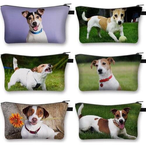 Jack Russell Terrier Printed Cosmetic Bag Woman Fashion Shopping Coin Purse Labrador Boy Girl Storage Bag Cosmetic Case