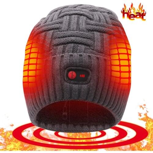 QILOVE 7.4V heating hat keep warm winter outdoor sports heat therapy caps quick heating head warmer with 3 levels control